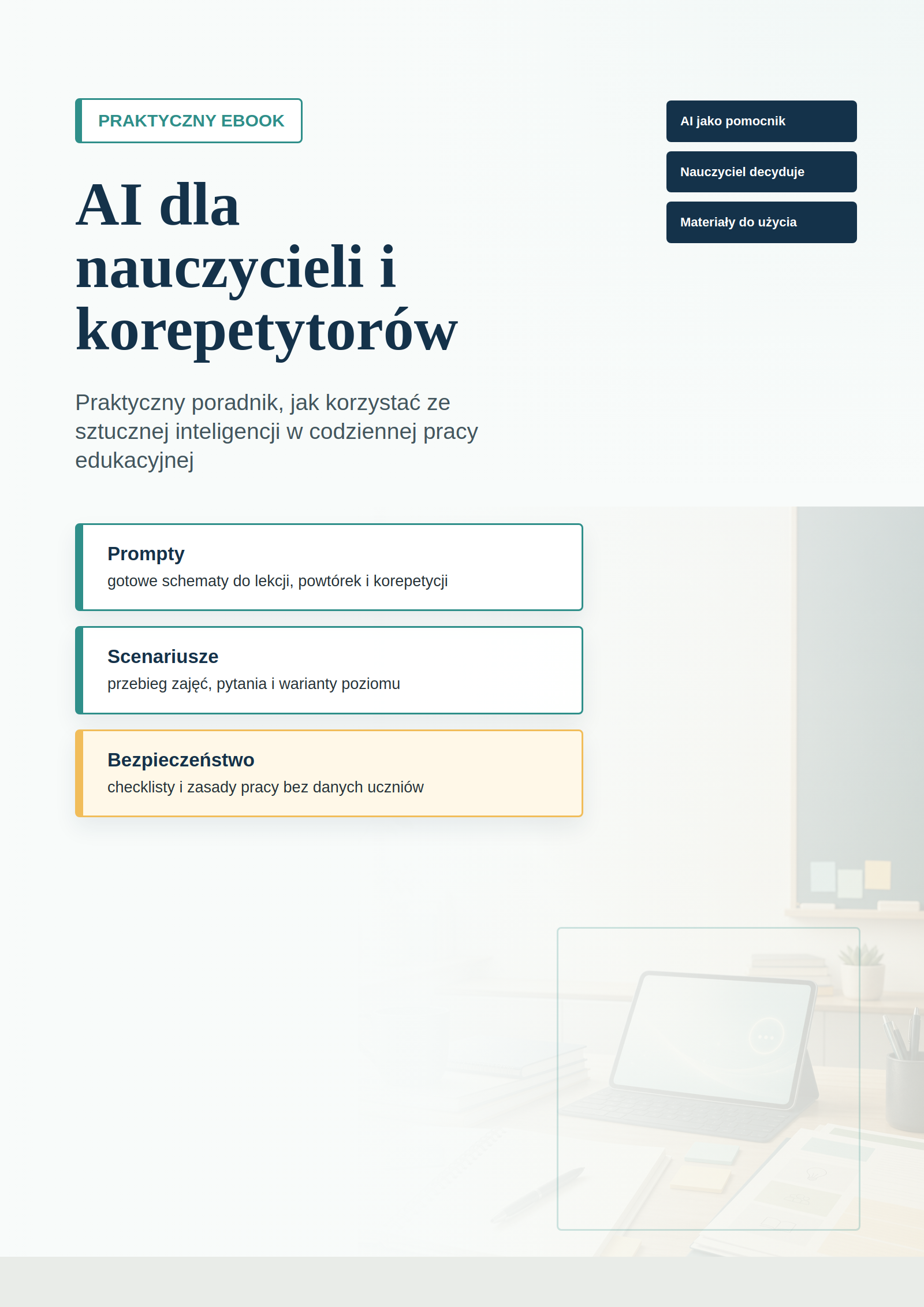 Okładka ebooka AI dla nauczycieli i korepetytorów